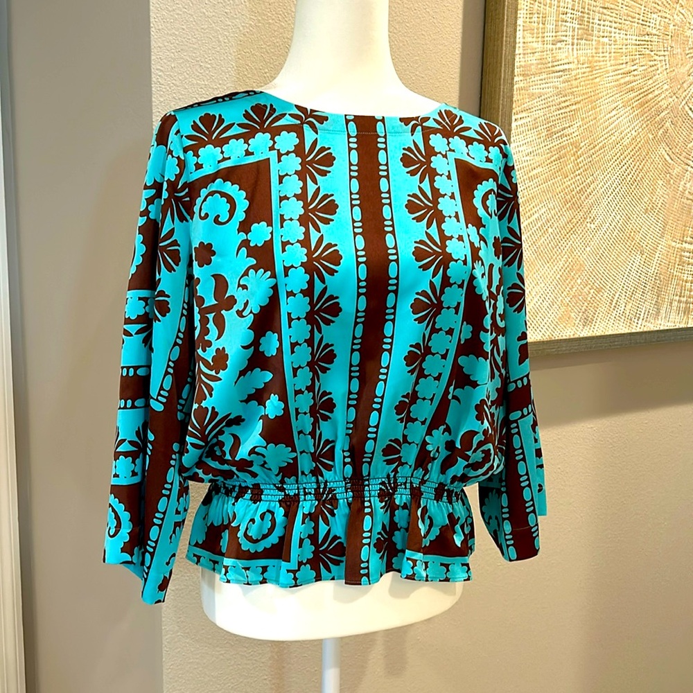 Ann Taylor Boho print blouse Size Large P